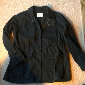 Black Cinched Utility Jacket Coat Large